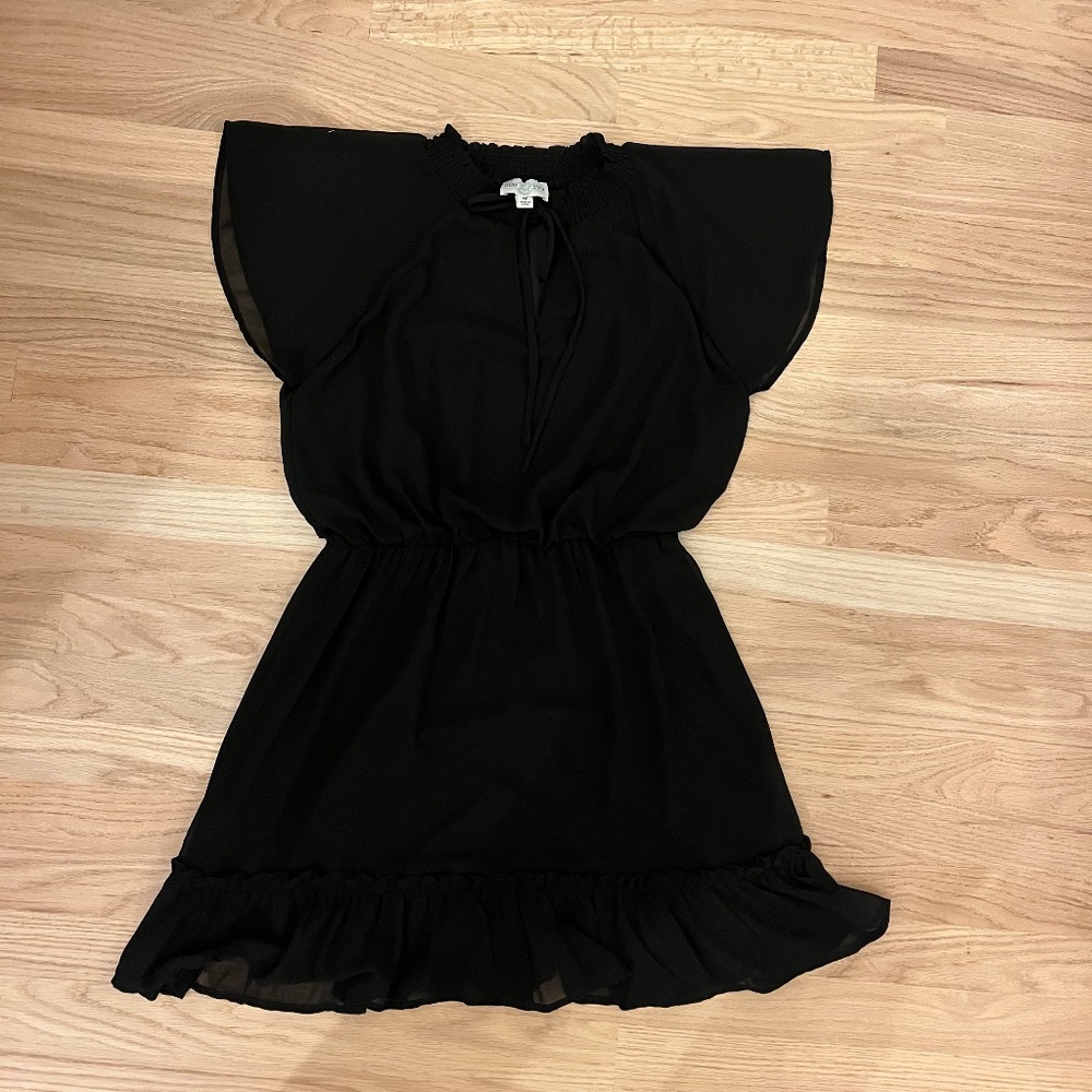 Black tie neck, fit and flare